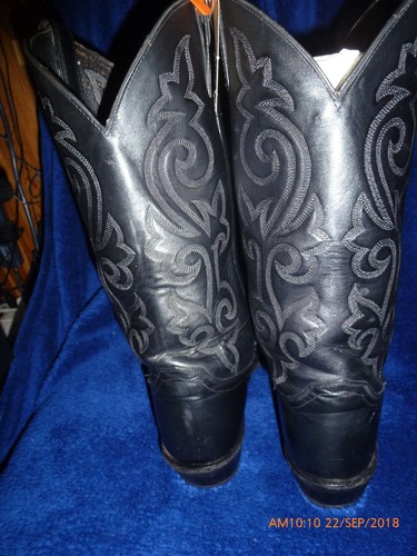 JUSTIN WESTERN BOOTS MENS WORK 10D MOTORCYCLE RUBBER SOLES BLACK LEATHER - Picture 5 of 11