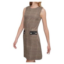 Tommy Hilfiger Pembroke Houndstooth Knit Dress Tannin/Black Size 4