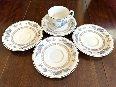 Noritake Versatone BLEUFLEUR B319W30 CUP & SAUCER +3 EXTRA SAUCERS New NeverUsed
