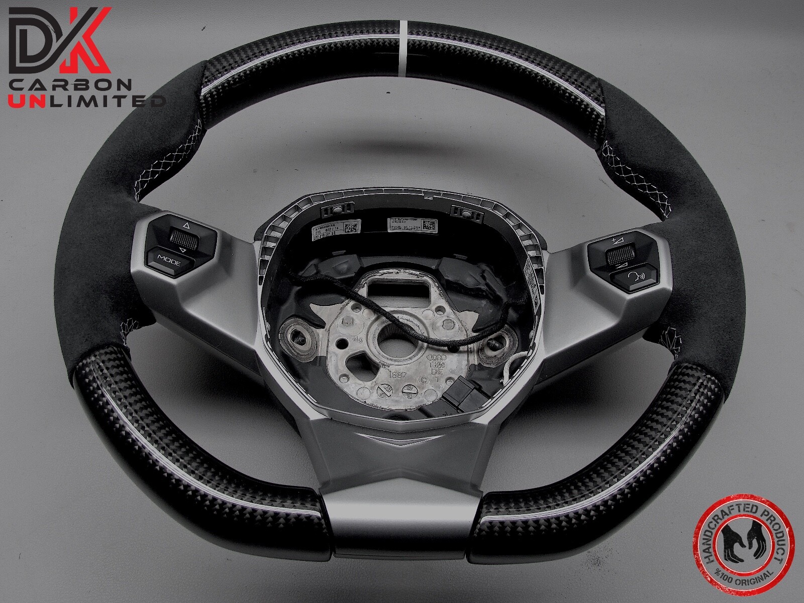 Lamborghini Aventador SVJ 63 LP700 White Ring Alcantara Carbon Steering Wheel v4