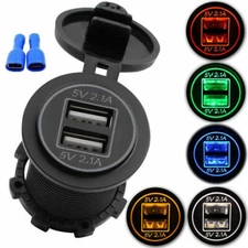 5V 4.2A Dual USB Charger Socket Power Outlet Adapter Car Boat Motorcycle 12V/24V