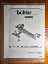 Buhler Farm King 60 72 84 96" Land Rake Owner Operator & Parts Manual FK349 2004