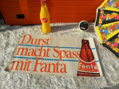 Grosses Altes Fanta Banner Werbung 70er Durst Macht Spass Mit Fanta Ebay