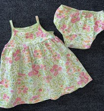 Baby Gap Infant Green Floral 2 Piece Summer Dress Size 3-6M