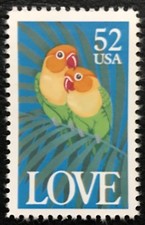 1991 Scott #2537, 52¢, LOVE AND PARROTS - Single - Mint NH -  
