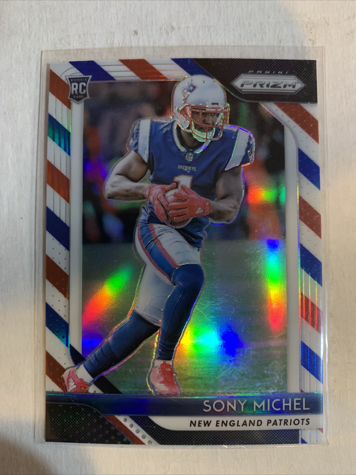 SONY MICHEL 2018 PANINI PRIZM RED WHITE BLUE #211 ROOKIE PATRIOTS
