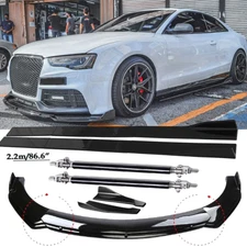 Front Bumper Lip Spoiler Side Skirts Rear Lip Glossy Black For Audi A3 A4 A5 A6
