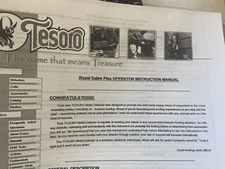 TESORO ROYAL SABRE PLUS METAL DETECTOR OPERATOR OPERATING INSTRUCTION MANUAL