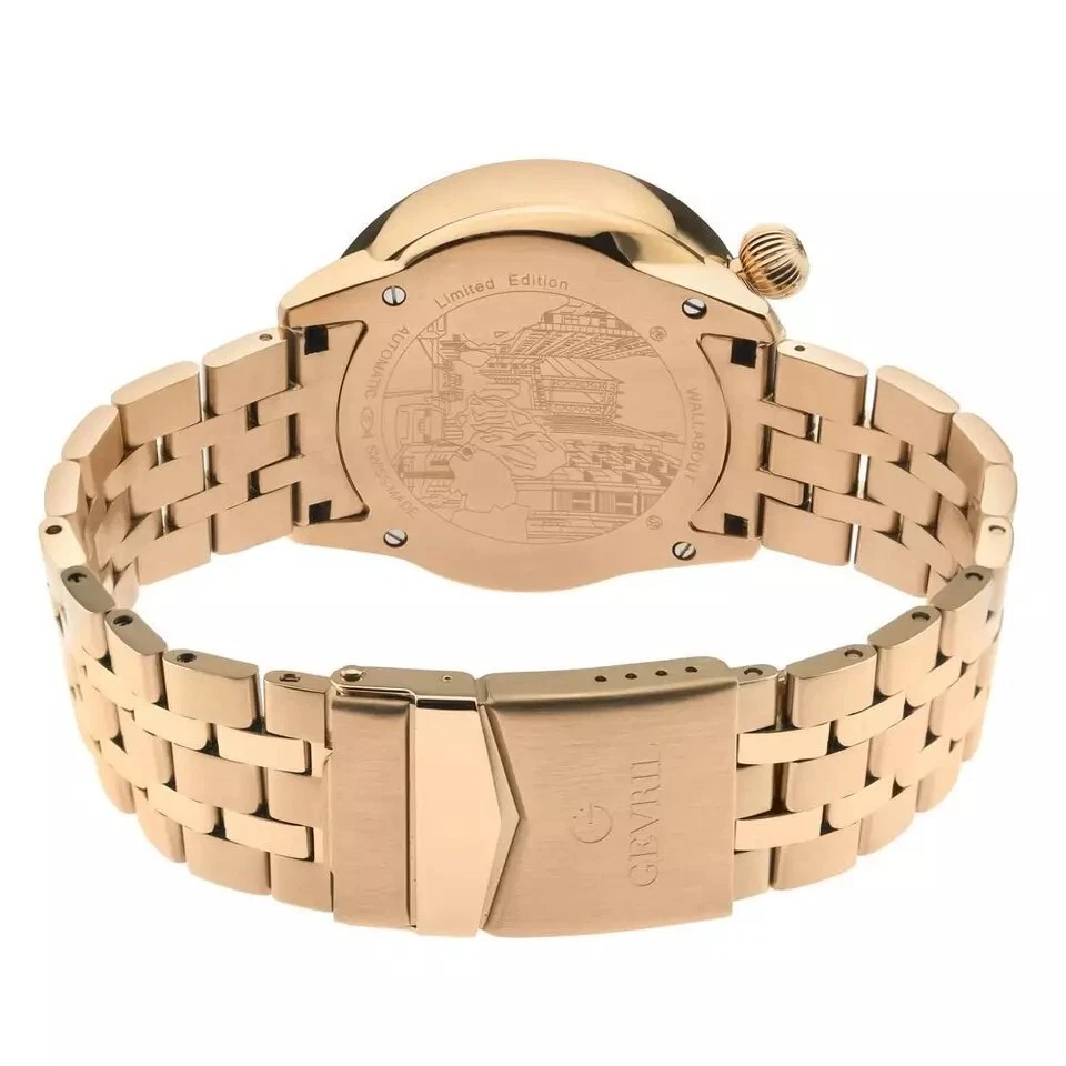 Reloj Gevril para hombre 48564 Wallabout automático esfera plateada oro rosa IP acero fecha Foto 3 de 4
