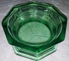 Vintage Heavy Duty Green Punch Bowl Base/Stand Depression Cut Pressed Glass?
