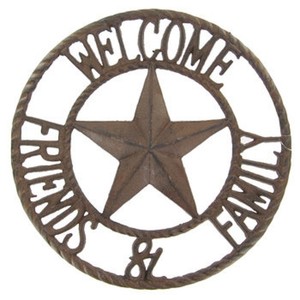 Metal Star Welcome Friends Family Sign Western Wall Decor Rustic