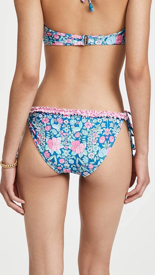 Parte inferior de bikini de cuerda para mujer Shoshanna 286097, azul marino/magenta múltiple, talla grande Foto 3 de 3