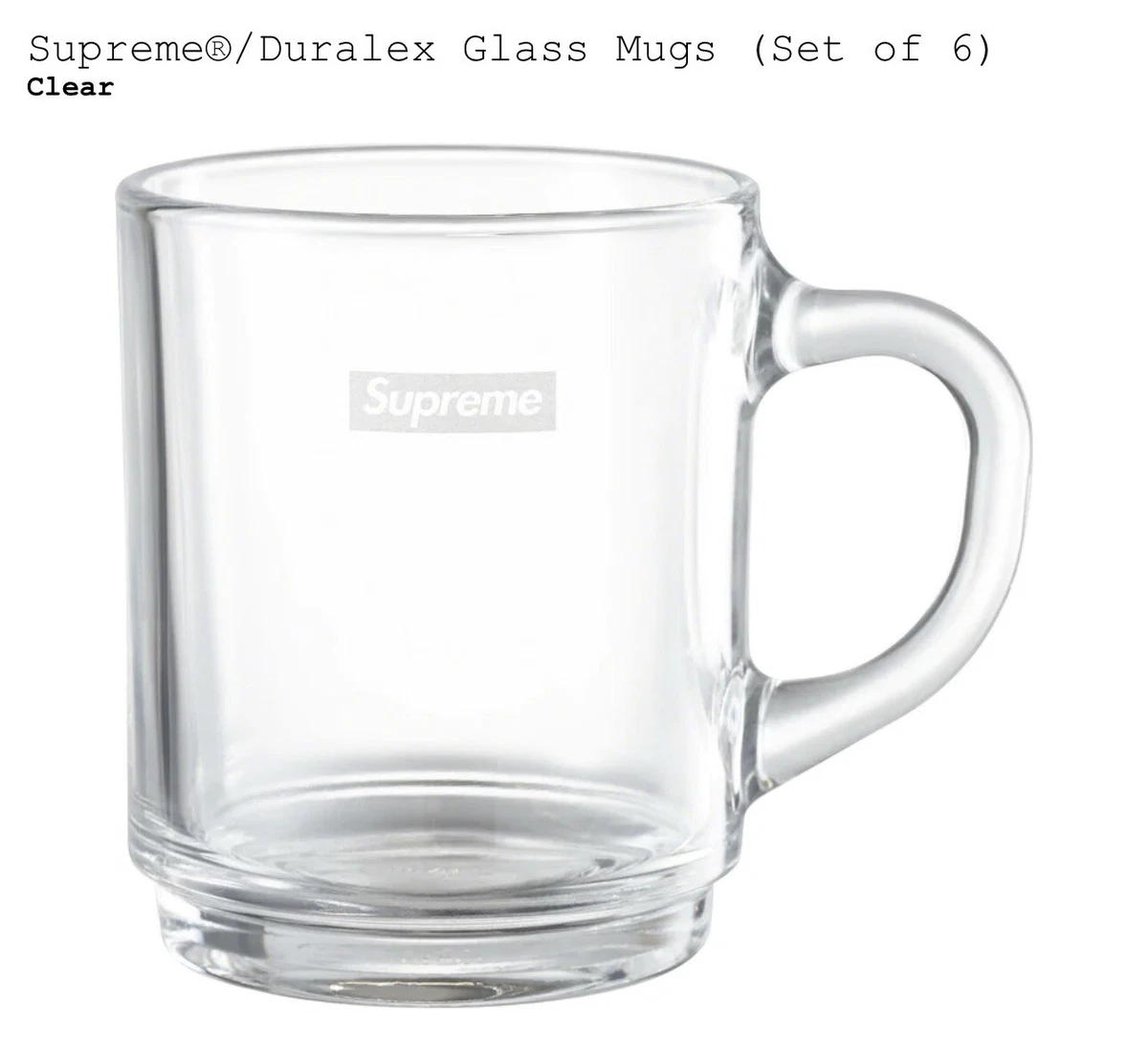 Supreme/Duralex Glass Mugs (Set of 6) - Clear Brand New Ships Fast