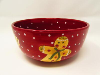 Holiday Treats by Laurie Gates Serving Bowl Gingerbread House & Man Shapes