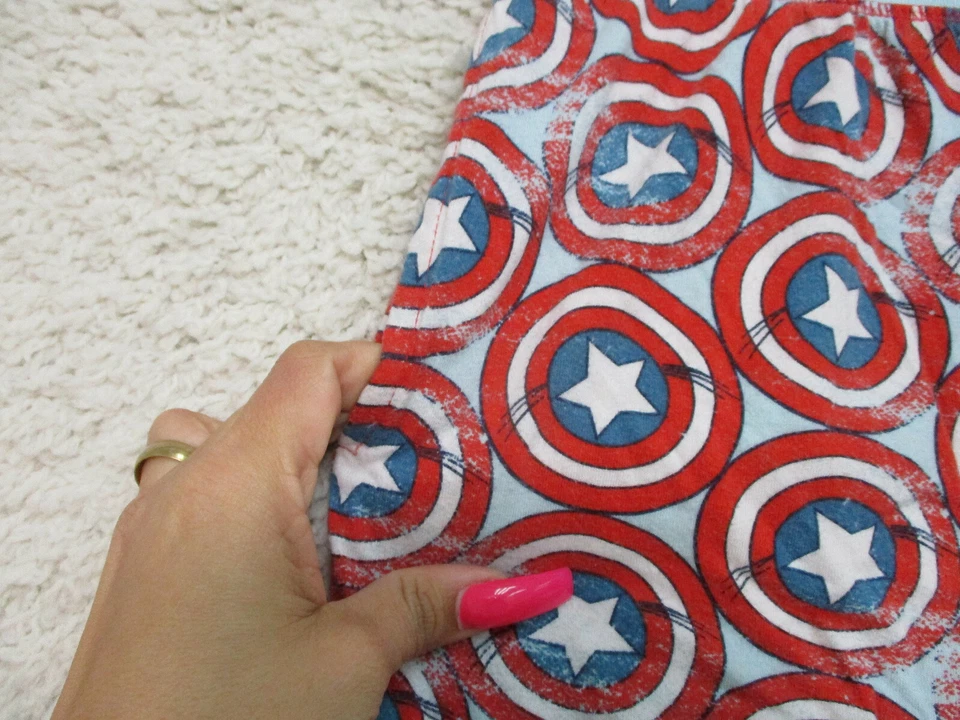Pantalones de pijama Marvel pequeños adultos rojos azules Capitán América bolsillos cónicos para mujer Foto 3 de 4