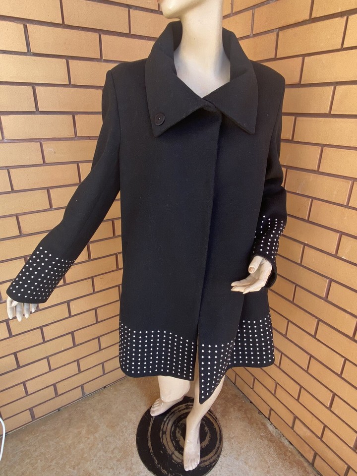 Cooper St Black Wool Blend Coat With Stud Detail Size 10
