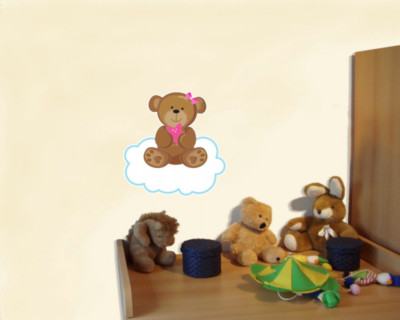 Samunshi Süßer Bär Wandtattoo Wandaufkleber Kinderzimmer Bärchen  2 Größen