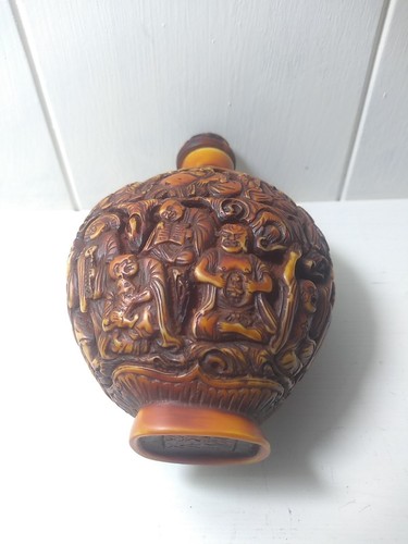 Vintage Asian Hand Carved Decorative Ornate Ornamental Snuff Bottle - Picture 8 of 14