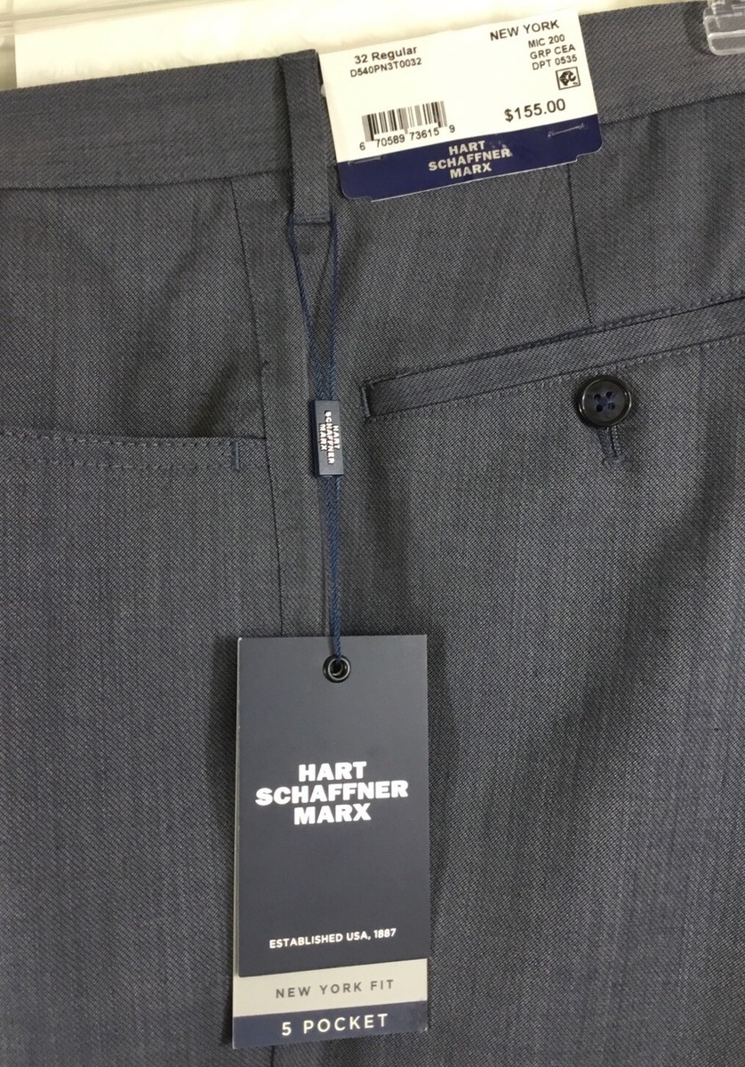 Hart Schaffner Marx Dress Pants Men 32R New York Fit Blue-Gray 5