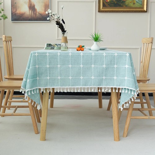 Plaid Table Cloth Rectangle Table, Cotton Linen Tablecloths Farmhouse Tablecloth - Foto 11 di 22