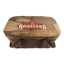 Kenny Rogers Roasters Wicker Lidded Picnic Basket w/ Red & White Gingham Check