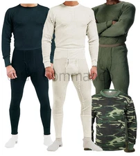 Thermal Knit Underwear Long Johns - Natural, Black, OD, Wood Camo - Super Warm!