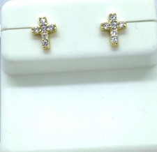 925 Sterling Silver Tiny Cross CZ Stud Earrings 7mm Men Women