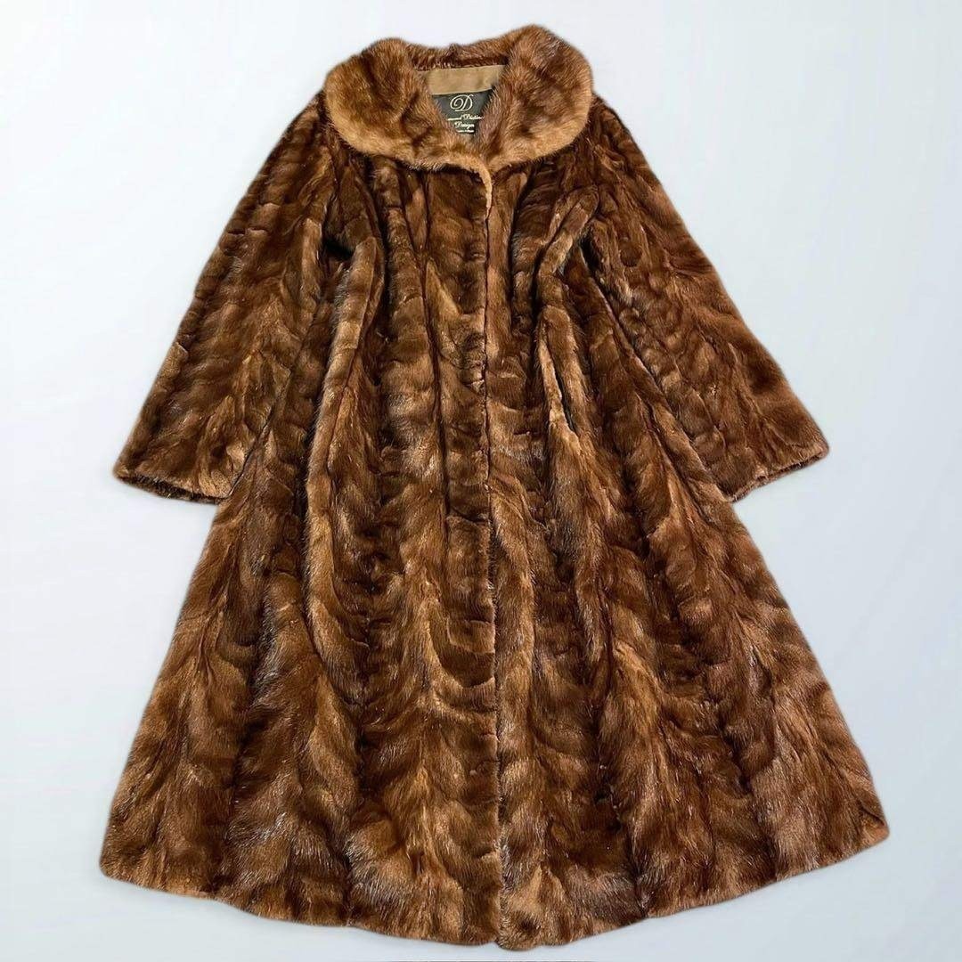 Mink Coat Fur Coat Big Collar Brown Authentic From Japan