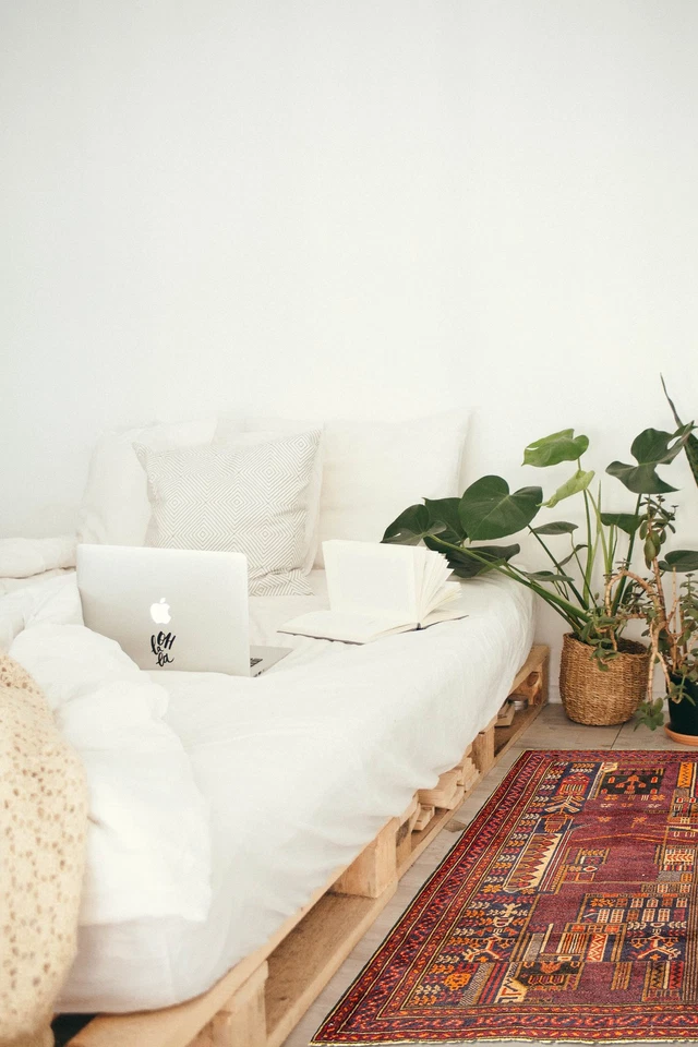 Alfombra oriental tradicional vintage anudada a mano de 3'0" x 4'5" alfombra de lana Foto 2 de 4