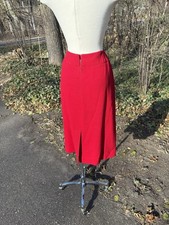 Vtg Talbots Red Wool Skirt Lined Wide Waistband Womans Size 10 Classic Midi