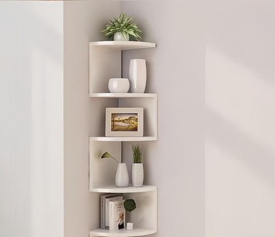 5-Tier Corner Shelf Wall Mount Floating Bookshelf Zigzag Storage Rack
