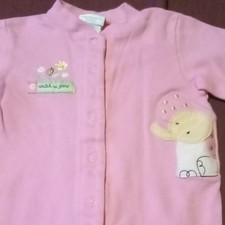 Carter's Pink Footed Fleece Sleeper Coverall Snap Front Elephant