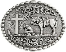 Nocona Praying Cowboy M F Western Belt Buckle 37374