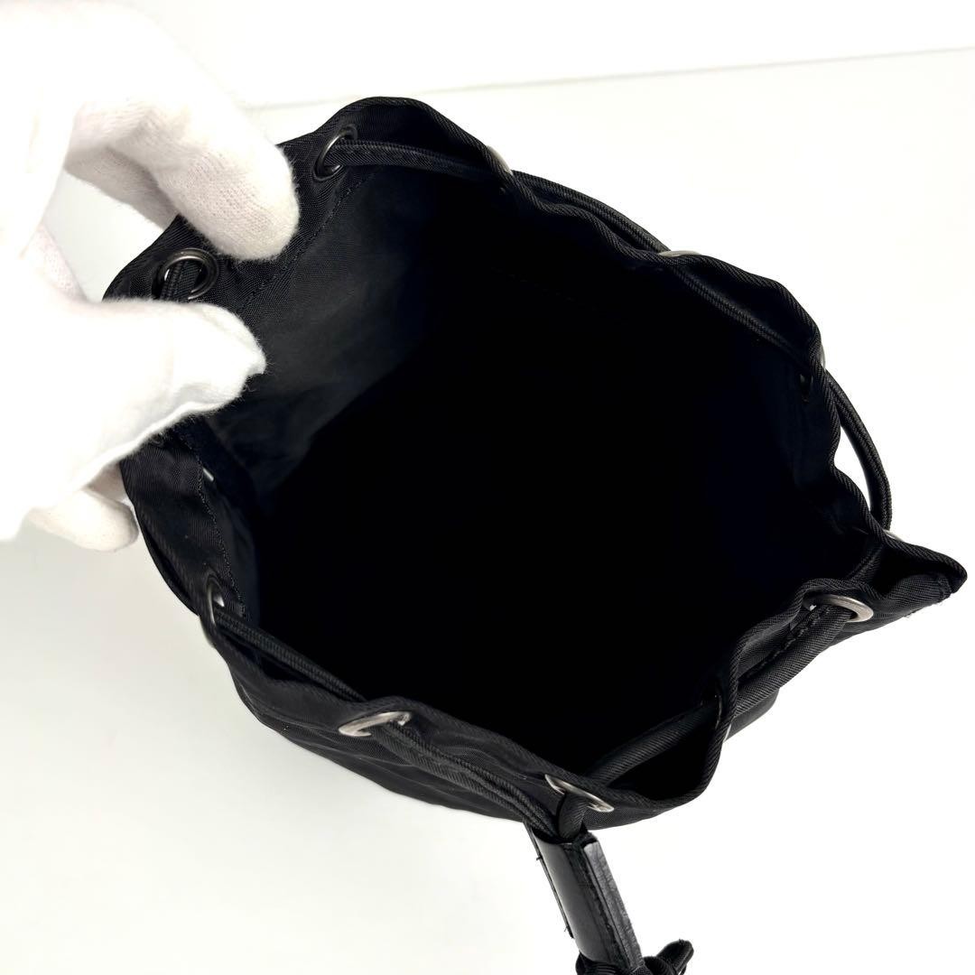 PRADA Drawstring Pouch Mini Bag Triangle Logo Bla… - image 11