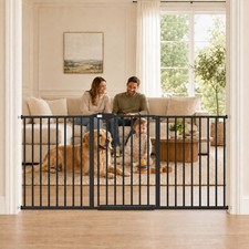 Triple Lock Baby Gate Extra Wide 67.32-72.04" Pressure Mounted Walk Through S...