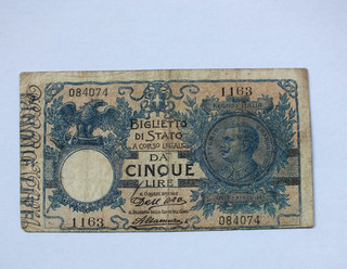 REGNO D'ITALIA VITT.EMANUELE III 5 LIRE VITTORIO EMANUELE II 1911 RARO 2