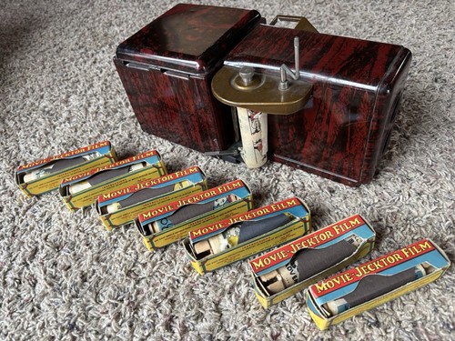 Antique Movie “Jecktor” Projector 1930's Untested No Cord /  7 Paper Movie Rolls