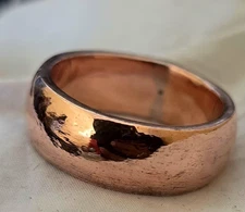 Solid Pure Copper Minimalist Healing Ring, Handmade, Unisex, Oxidized Band