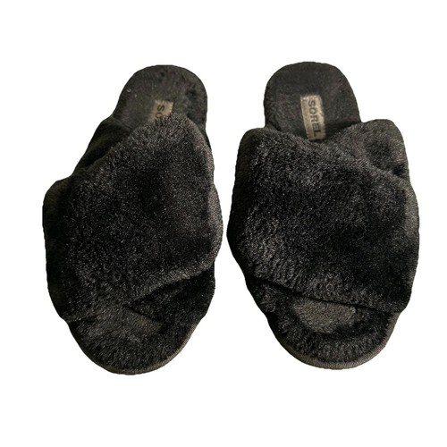 Woman’s Sorel Hadley faux-fur slide slipper in black Size 9
