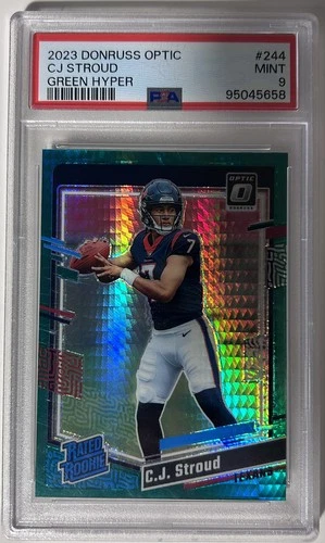 2023 Donruss Optic Green Hyper Prizm #244 CJ Stroud Texans RC Rookie PSA 9 MINT