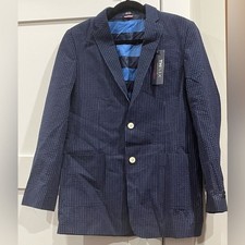 NWT Tommy Hilfiger Boys Seersucker Navy Stripe Suit Jacket - Size 20