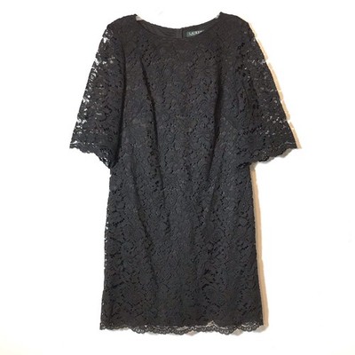 ralph lauren lace shift dress RALPH LAUREN Black Label Size 2 Moss Viscose Blend Lace Shift Dress