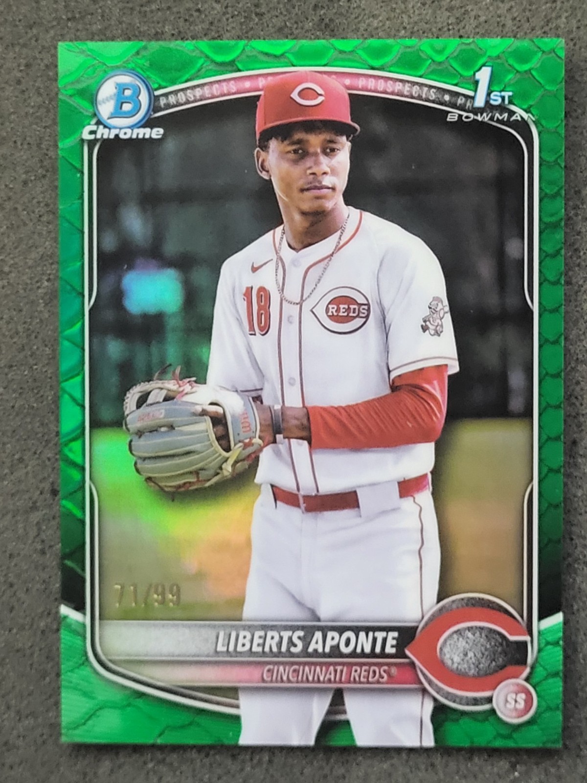 2025 Bowman Chrome - Prospects Liberts Aponte #BCP-174 Green Reptilian /99 Reds