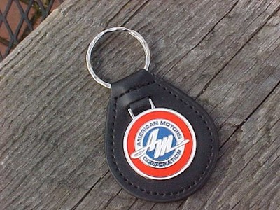 AMC American Motors Corp Leather Key Fob AM Script Bullseye Logo thru 1969 NOS!