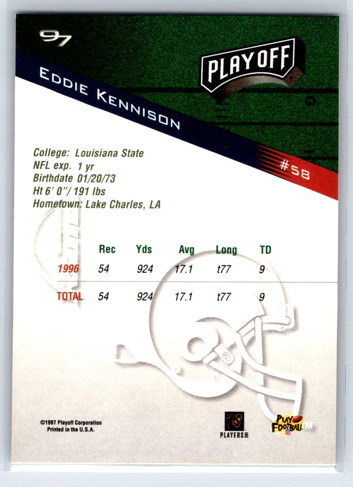 1997 Playoff Zone Eddie Kennison St. Louis Rams #58 - Image 2 of 2