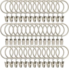 40 Pack Metal Curtain Rings with Clips Curtain Clip Rings Hooks for Hanging 