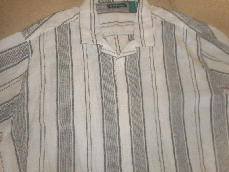 CUBAVERA  SHORT  SLEEVE  BUTTON -UP  SHIRT  LINEN BLEND  GREY  STRIPE   XXL NWOT
