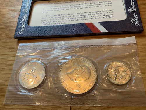 Juego de 3 monedas de plata bicentenario de Estados Unidos 1976 sin circular 1776-1976 - Imagen 3 de 23