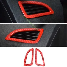 For Hyundai Elantra 2011-2016 Dash L&R AC Air Outlet Vent Trim Red Carbon Fiber