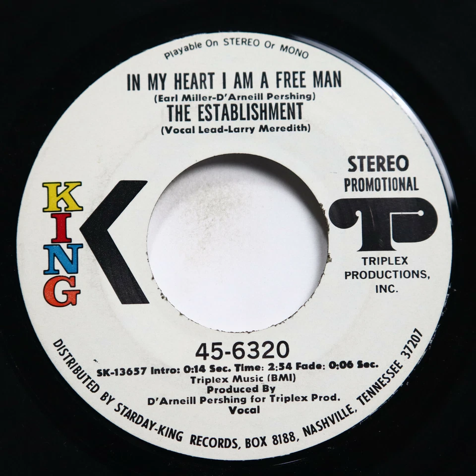 THE ESTABLISHMENT - IN MY HEART I AM A FREE MAN (BOTH SIDES) - SOUL 45 *PROMO* Foto 2 de 2